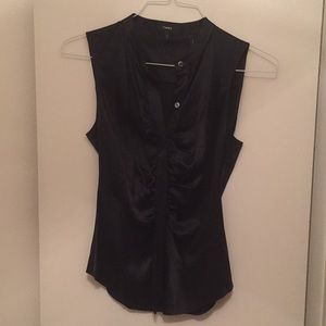 NWT - Theory Black Ruched Fitted Blouse - Size S